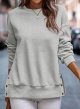 Womens Sweatshirt Casual Long Sleeve Lightweight Pullover Tops Loose Sweatshirts with Side Slit