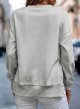Womens Sweatshirt Casual Long Sleeve Lightweight Pullover Tops Loose Sweatshirts with Side Slit