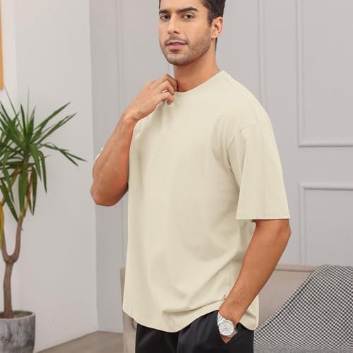 Men's Fashion Loose Fit Solid T-Shirt Athletic Lightweight Short Sleeve Gym Workout Tops