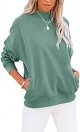 Women's Casual Long sleeves Sweatshirt Tops Basic Loose Fit Mock Turtleneck Lightweight Tunic Pullover With Pocket