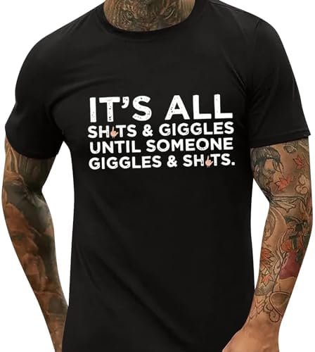 Mens T-Shirts Casual Short Sleeve Loose Fit T Shirt Basic Graphic Crew Neck Blouse Funny Tees Big and Tall Tops