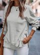 Womens Sweatshirt Casual Long Sleeve Lightweight Pullover Tops Loose Sweatshirts with Side Slit