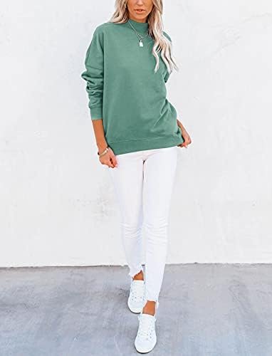 Women's Casual Long sleeves Sweatshirt Tops Basic Loose Fit Mock Turtleneck Lightweight Tunic Pullover With Pocket
