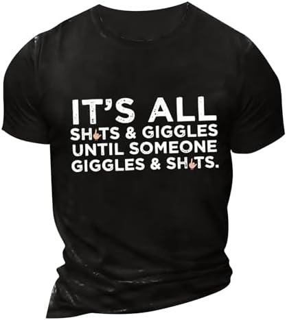 Mens T-Shirts Casual Short Sleeve Loose Fit T Shirt Basic Graphic Crew Neck Blouse Funny Tees Big and Tall Tops