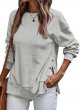 Womens Sweatshirt Casual Long Sleeve Lightweight Pullover Tops Loose Sweatshirts with Side Slit