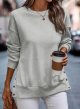 Womens Sweatshirt Casual Long Sleeve Lightweight Pullover Tops Loose Sweatshirts with Side Slit