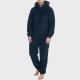 Men Artificial Wool Long Sleeve Pajamas Casual Solid Color Zipper Loose Hooded Jumpsuit Pajamas Men's Jumpsuit