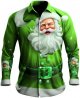Mens Christmas Santa Digital 3D Printed Button Lapel Long Sleeve Shirt Top Small T